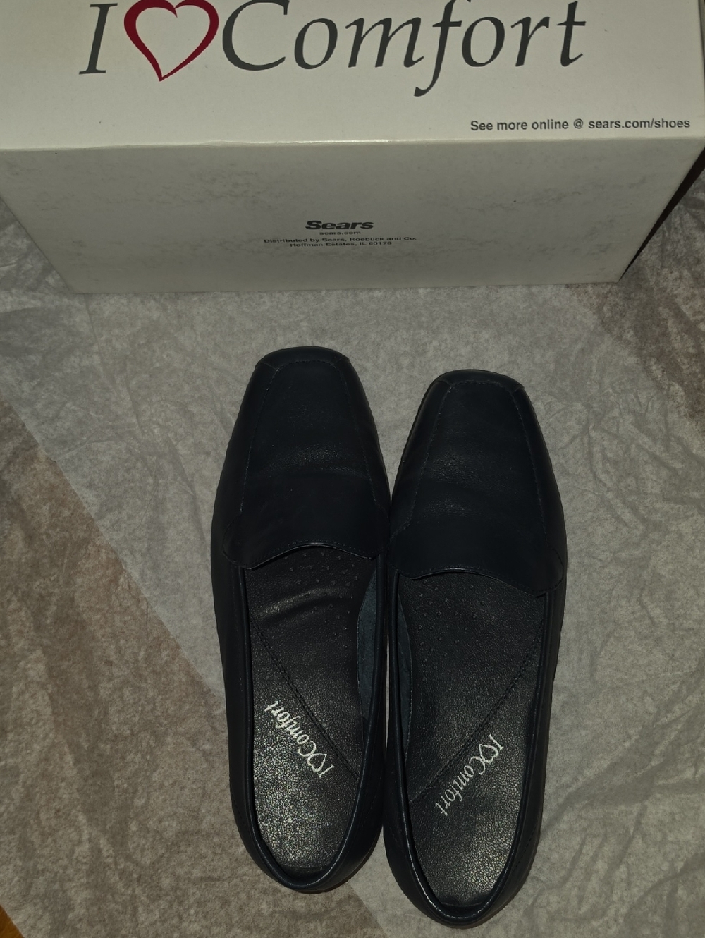 NWB Sears I❤️Comfort Slip-On Navy Loafers Size 8.5W